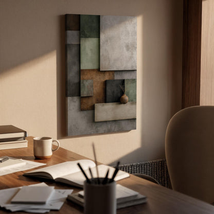 Abstract Geometric Canvas Wall Art, Neutral Tones Modern Wall Decor, Minimalist Geometric Design, Contemporary Art, Scandinavian Abstract